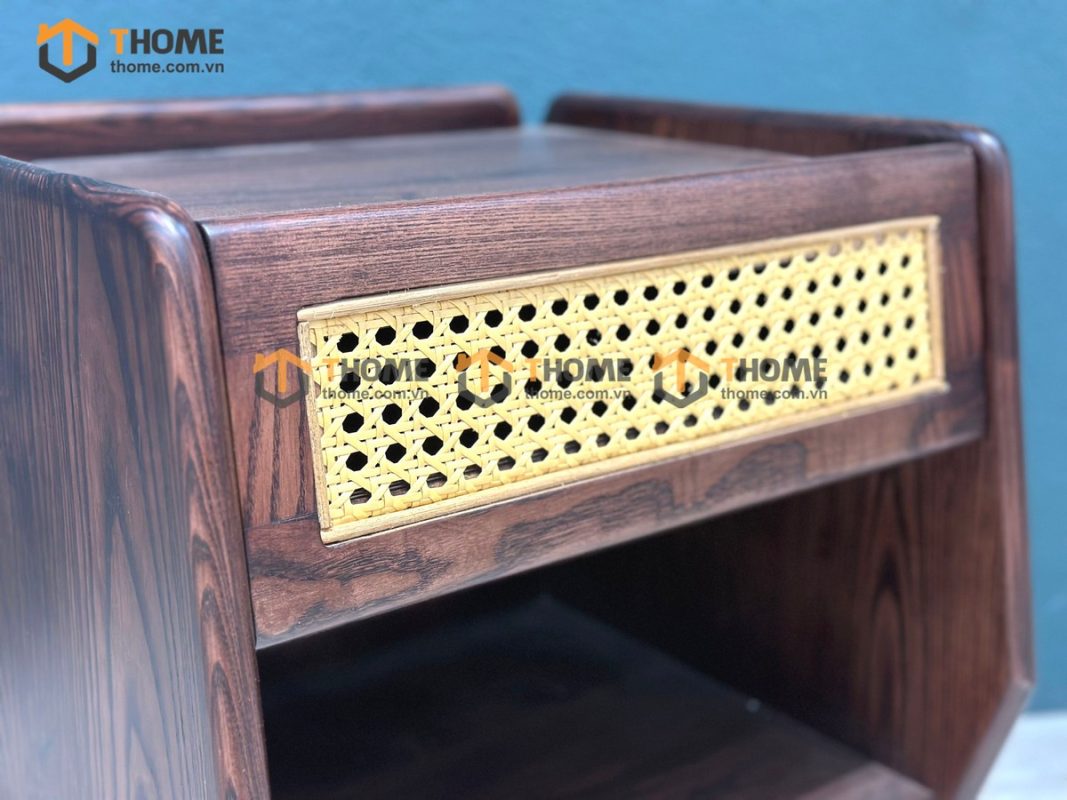 Tủ đầu giường gỗ sồi tự nhiên mây 1 hộc kéo TDG-08SN