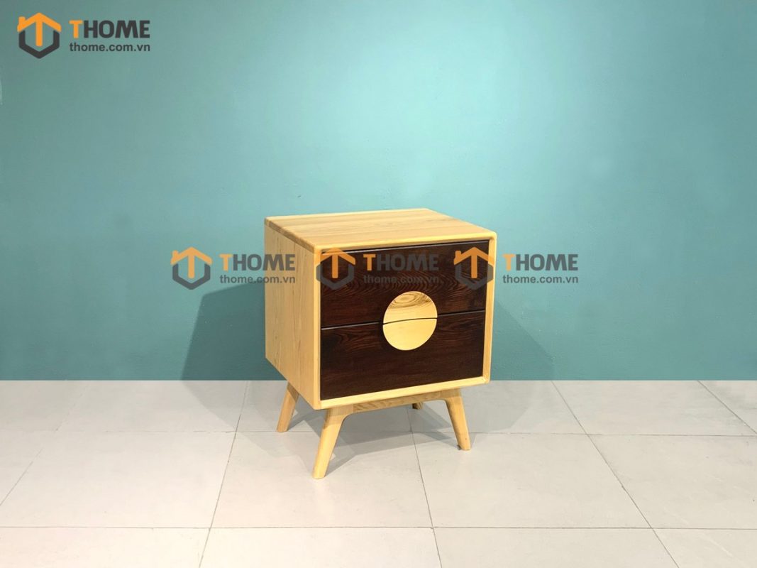 Tủ đầu giường gỗ sồi tự nhiên Omega 2 hộc kéo TDG-07SN