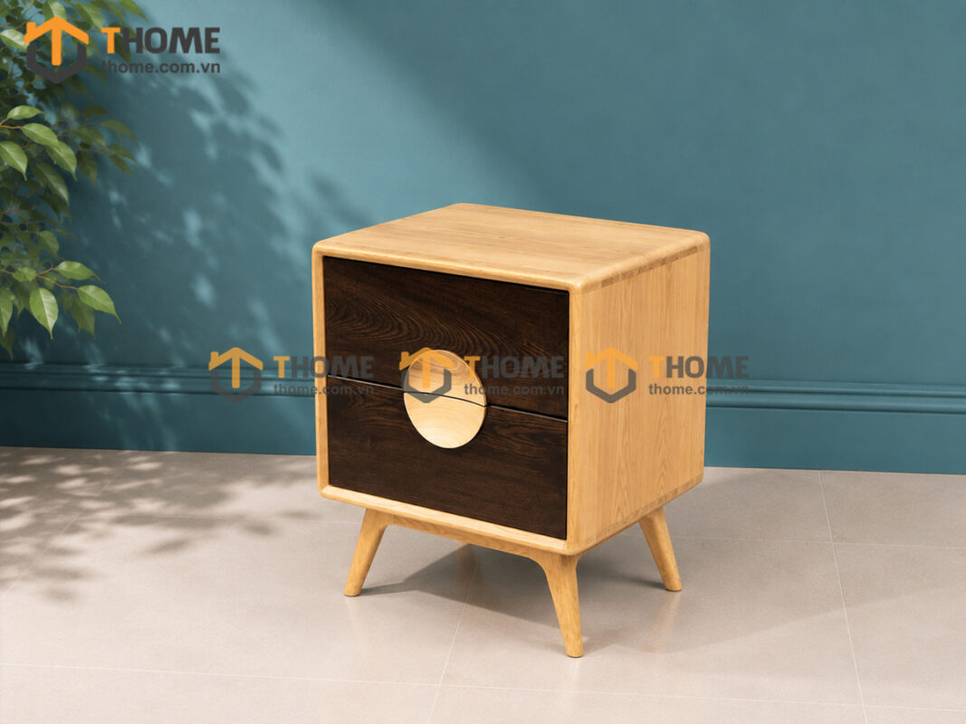 Tủ Đầu Giường Gỗ Sồi Tự Nhiên Omega 2 Hộc Kéo TDG-07SN