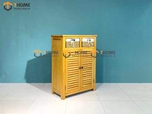 Tủ giày gỗ sồi tự nhiên 2 cánh 2 rổ cói Morris TG-18SM