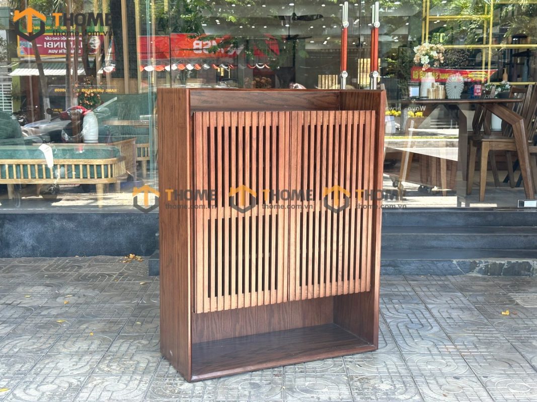 Tủ giày gỗ sồi tự nhiên 2 cánh sọc đứng Capri TG-04SN