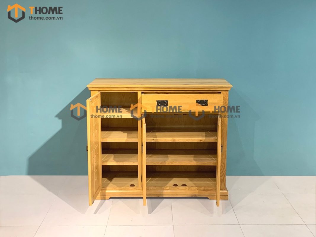 Tủ giày gỗ sồi tự nhiên 3 cánh 1 hộc kéo chấm bi Harris TG-05SM
