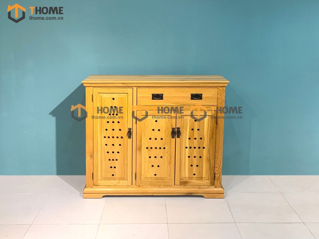 Tủ giày gỗ sồi tự nhiên 3 cánh 1 hộc kéo chấm bi Harris TG-05SM