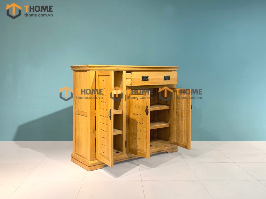 Tủ giày gỗ sồi tự nhiên 3 cánh 1 hộc kéo chấm bi Harris TG-05SM