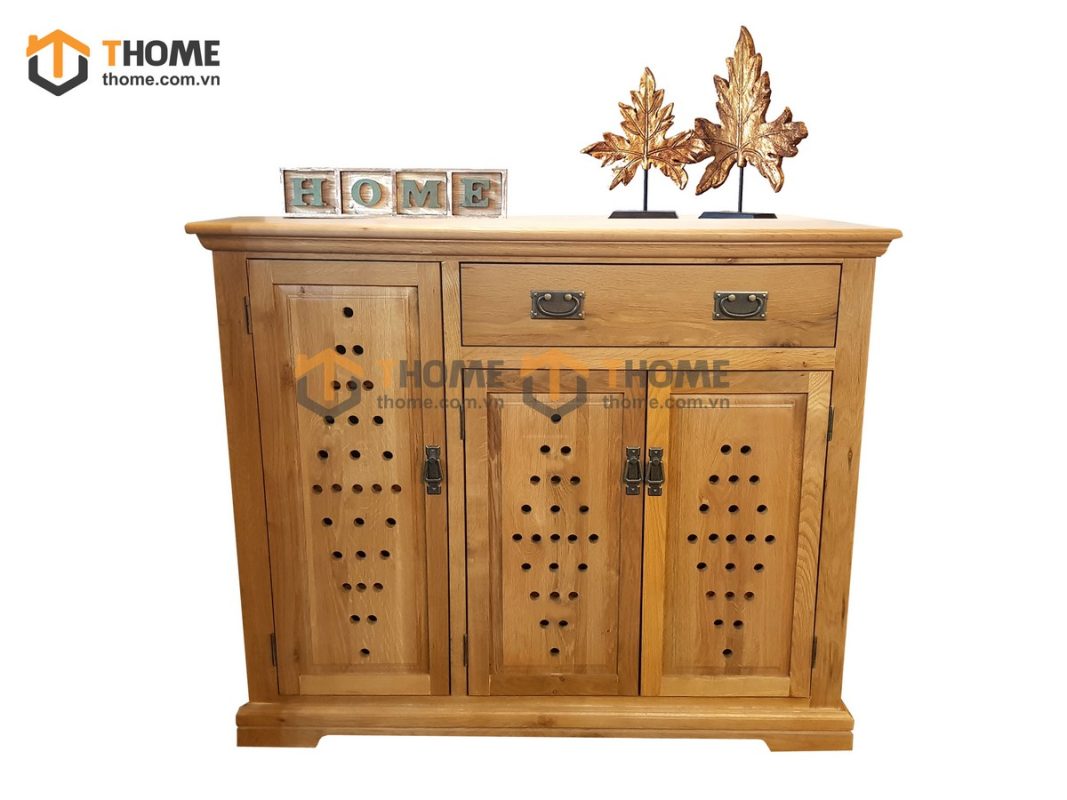 Tủ giày gỗ sồi tự nhiên 3 cánh 1 hộc kéo chấm bi Harris TG-05SM