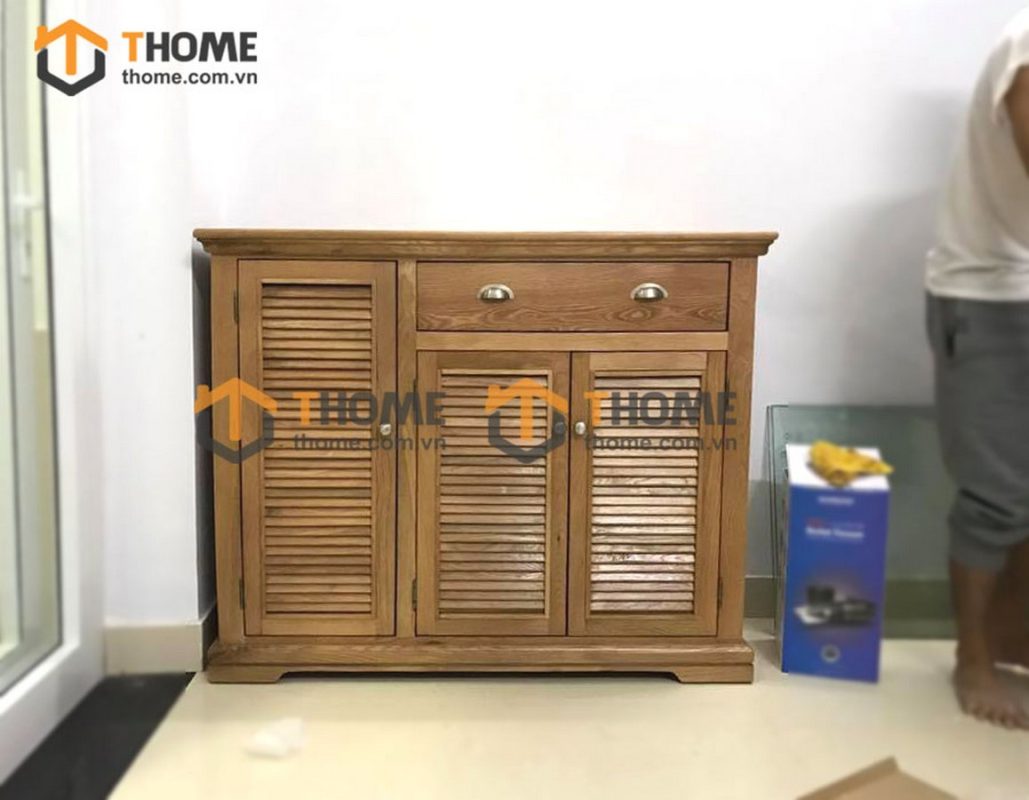 Tủ giày gỗ sồi tự nhiên 3 cánh 1 hộc kéo Harris G-03SM