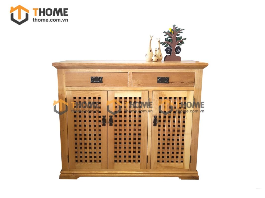 Tủ giày gỗ sồi tự nhiên 3 cánh 2 hộc kéo Caro TG-10SM