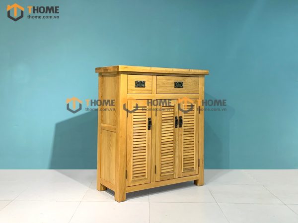 Tủ giày gỗ sồi tự nhiên 3 cánh 2 hộc kéo Harris TG-11SM