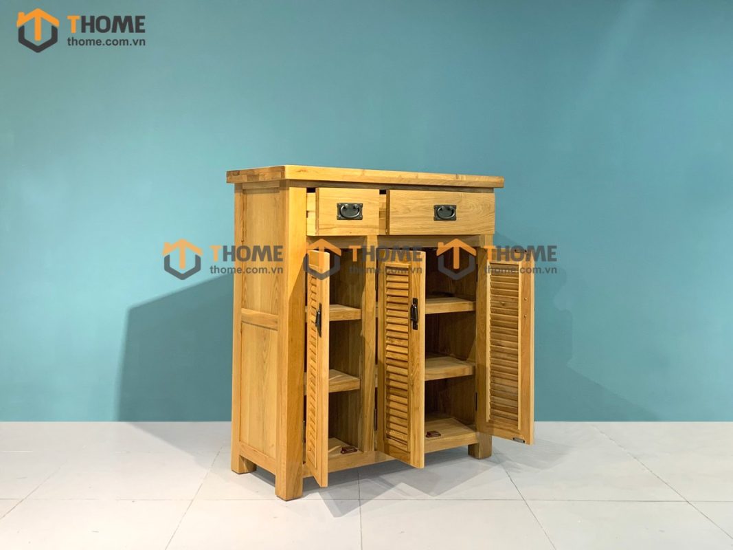Tủ giày gỗ sồi tự nhiên 3 cánh 2 hộc kéo Harris TG-11SM