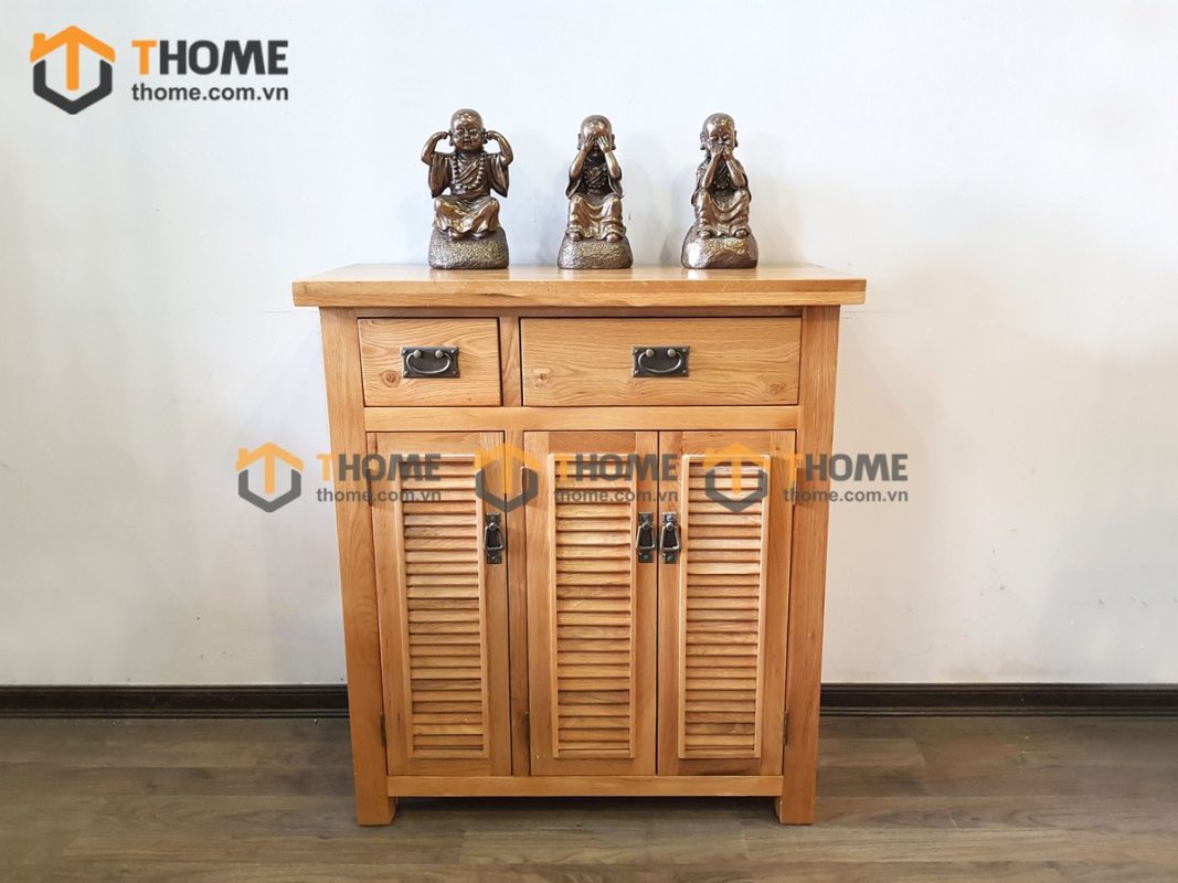 Tủ giày gỗ sồi tự nhiên 3 cánh 2 hộc kéo Harris TG-11SM