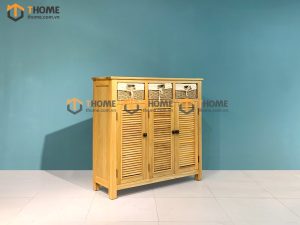 Tủ giày gỗ sồi tự nhiên 3 cánh 3 rổ cói Morris TG-19SM