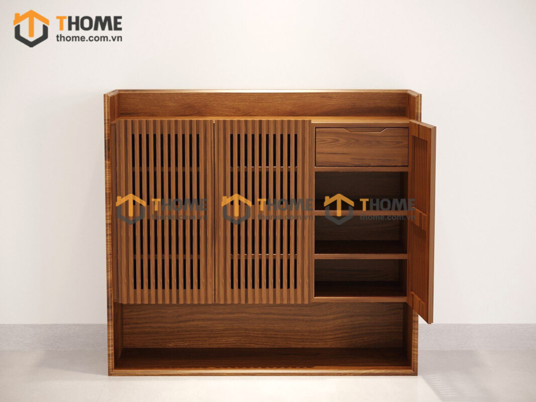 Tủ Giày Gỗ Sồi Tự Nhiên 3 Cánh Sọc Đứng Capri TG-05SN
