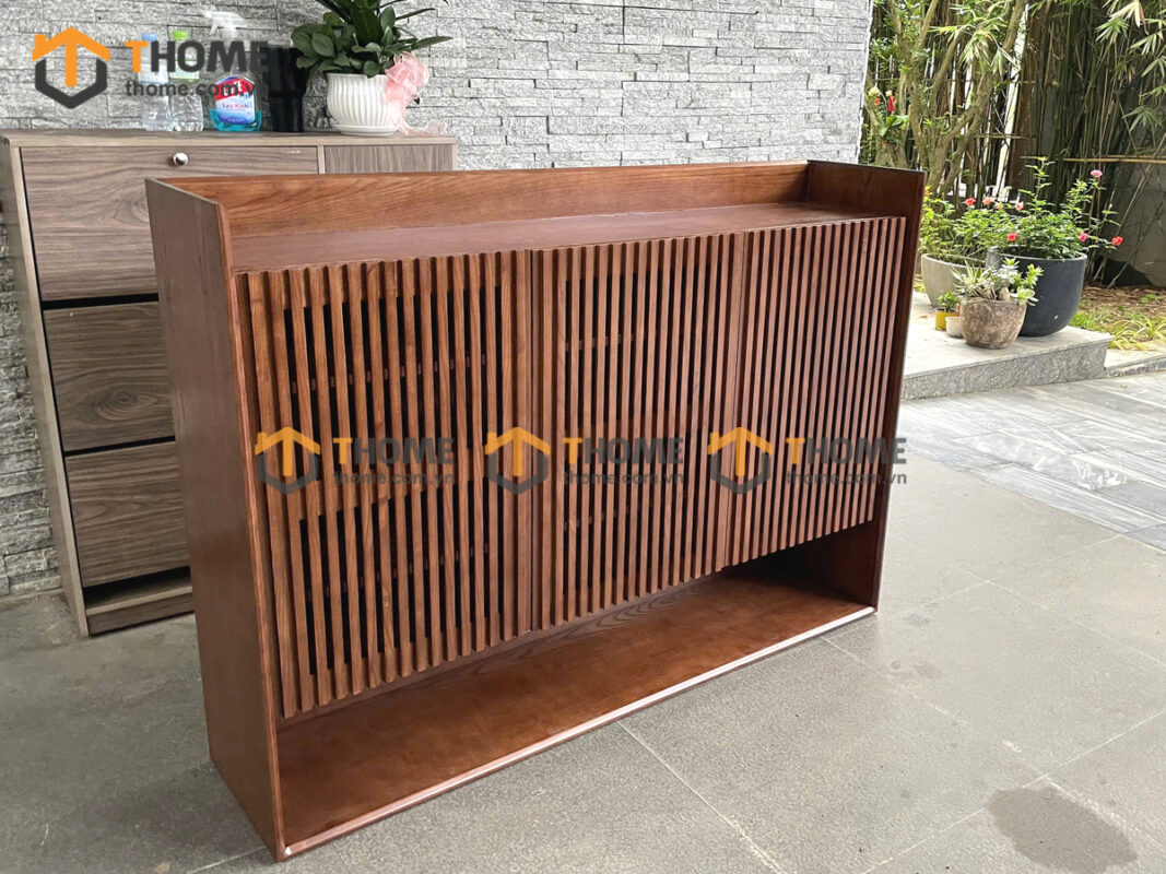 Tủ Giày Gỗ Sồi Tự Nhiên 3 Cánh Sọc Đứng Capri TG-05SN