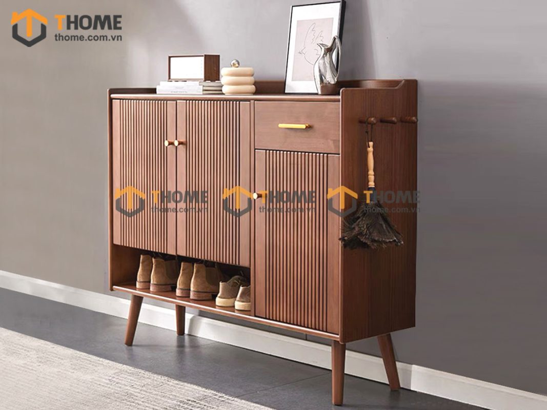 Tủ giày gỗ sồi tự nhiên 3 cánh sọc đứng Vega TG-06SN