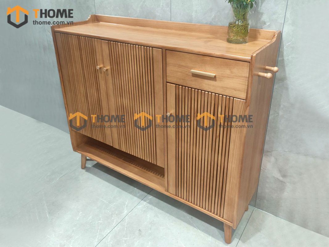 Tủ giày gỗ sồi tự nhiên 3 cánh sọc đứng Vega TG-06SN