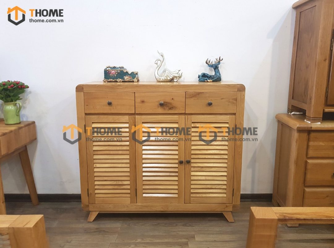 Tủ giày gỗ sồi tự nhiên 3 cánh 3 hộc kéo Nova TG-15SM