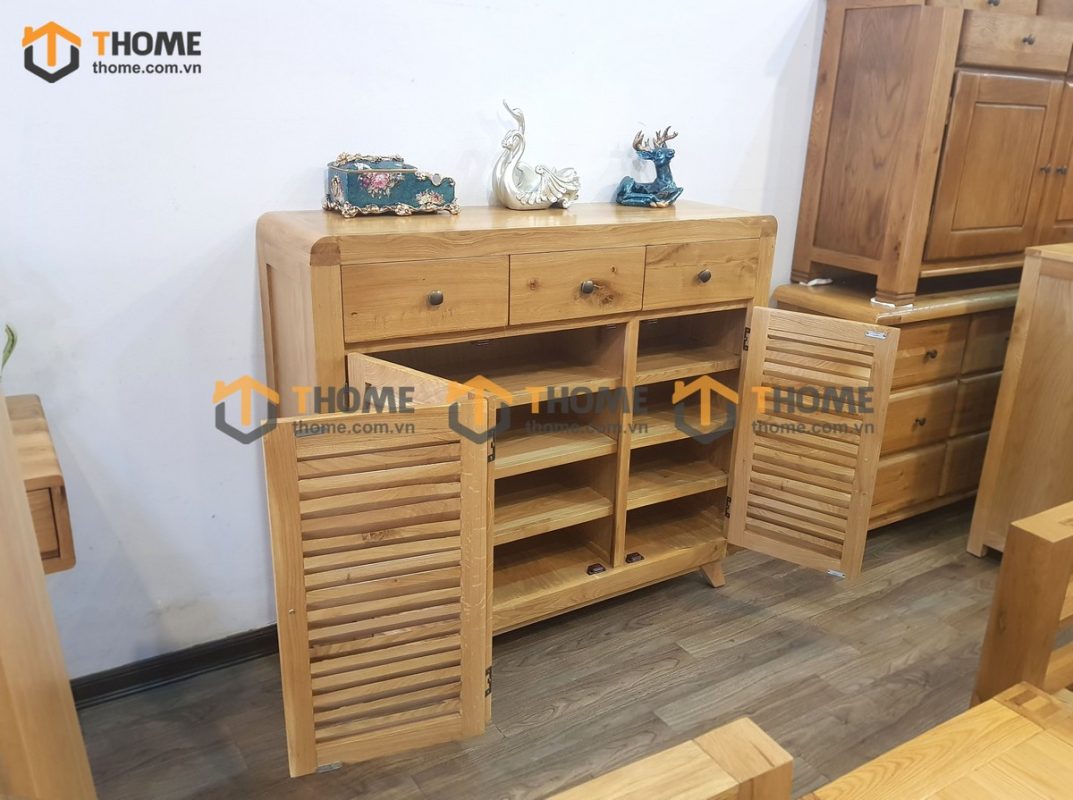 Tủ giày gỗ sồi tự nhiên 3 cánh 3 hộc kéo Nova TG-15SM