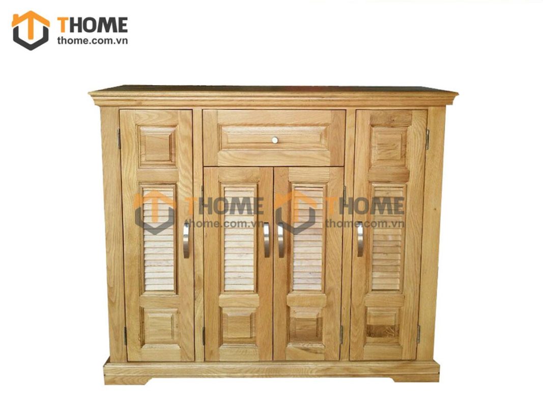Tủ giày gỗ sồi tự nhiên 4 cánh 1 hộc kéo Pano TG-07SM