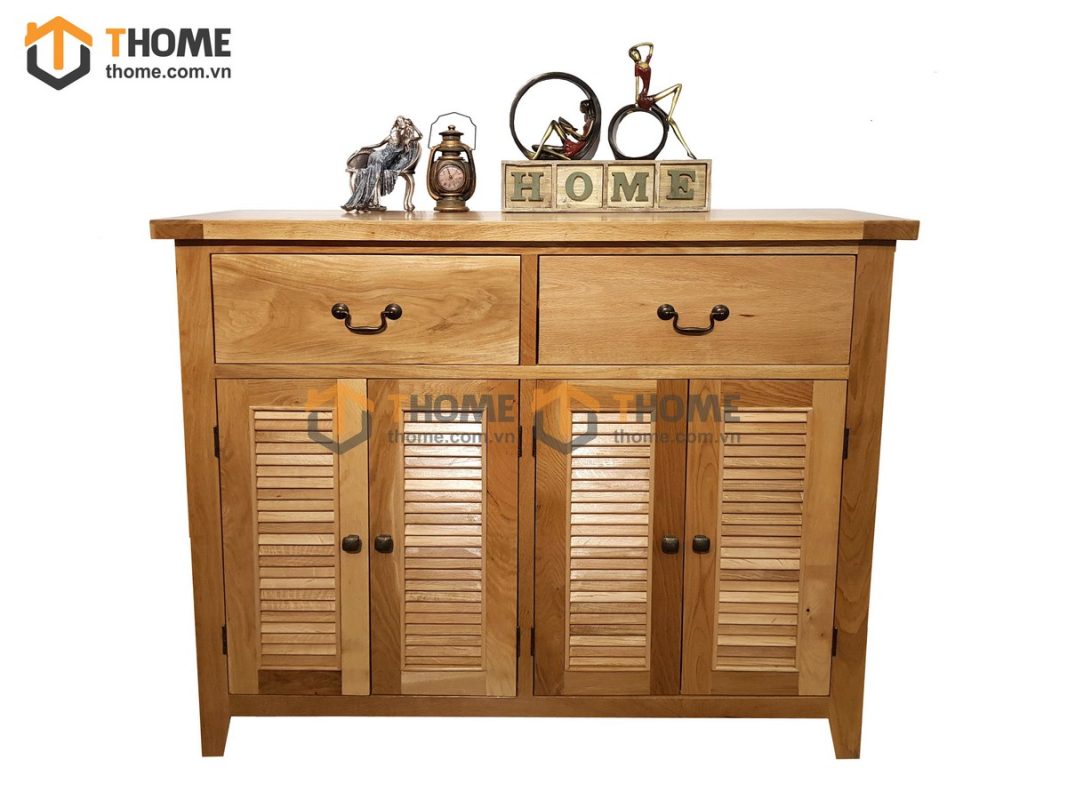 Tủ giày gỗ sồi tự nhiên 4 cánh 2 hộc kéo Harris -TG-12SM