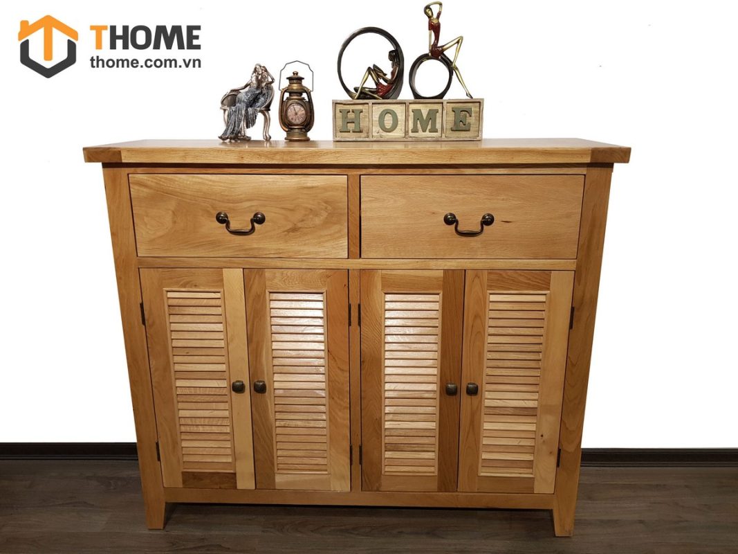 Tủ giày gỗ sồi tự nhiên 4 cánh 2 hộc kéo Harris -TG-12SM
