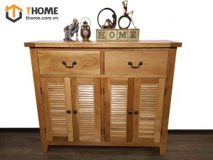 Tủ giày gỗ sồi tự nhiên 4 cánh 2 hộc kéo Harris TG-12SM