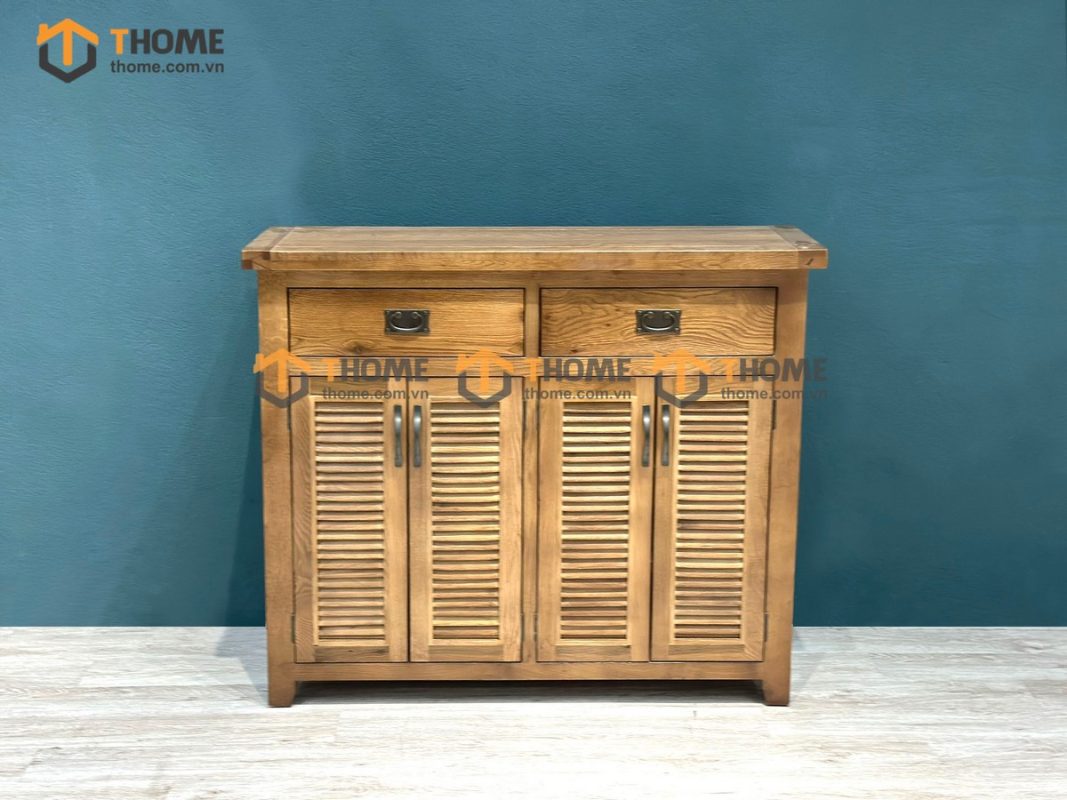 Tủ giày gỗ sồi tự nhiên 4 cánh 2 hộc kéo lá sách Harris TG-28SM