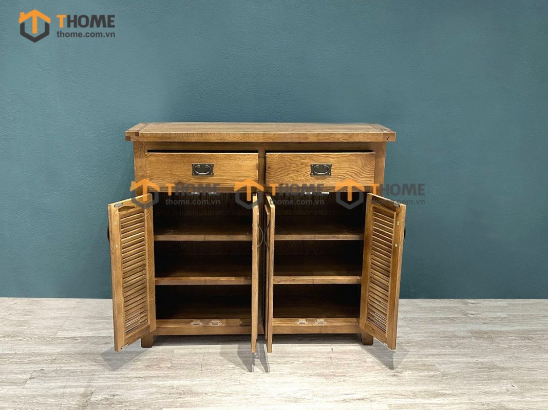Tủ giày gỗ sồi tự nhiên 4 cánh 2 hộc kéo lá sách Harris TG-28SM
