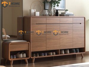 Tủ giày gỗ sồi tự nhiên 4 cánh âm Lux TG-07SN