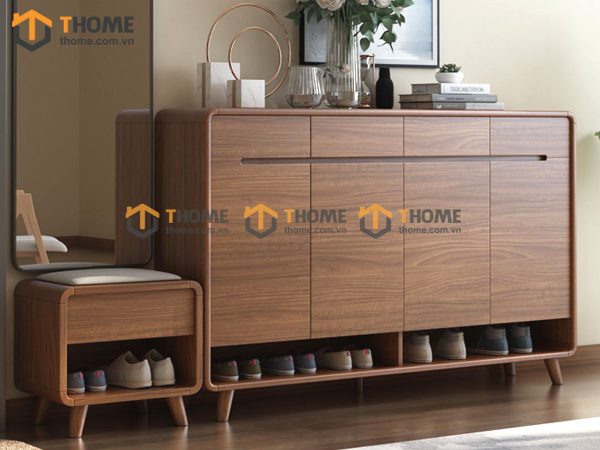 Tủ giày gỗ sồi tự nhiên 4 cánh âm Lux TG-07SN