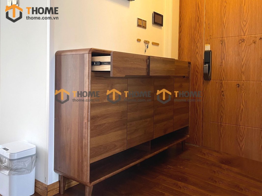 Tủ giày gỗ sồi tự nhiên 4 cánh âm Lux TG-07SN