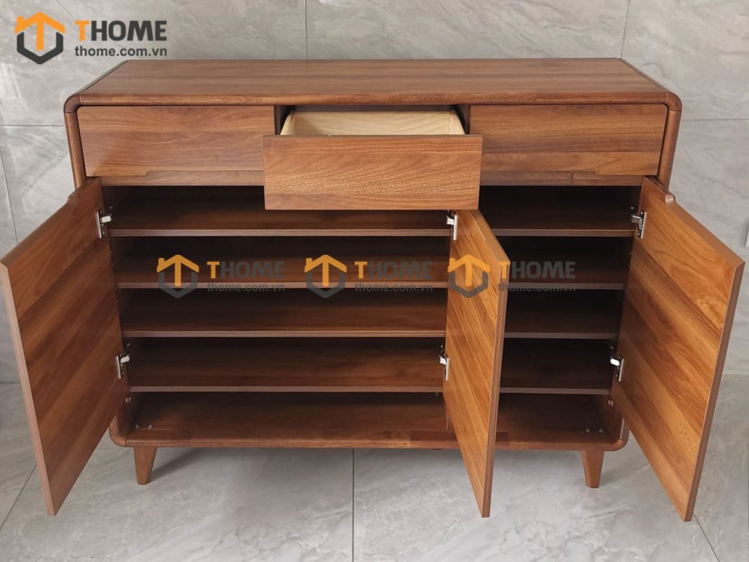 Tủ giày gỗ sồi tự nhiên 4 cánh âm Lux TG-07SN