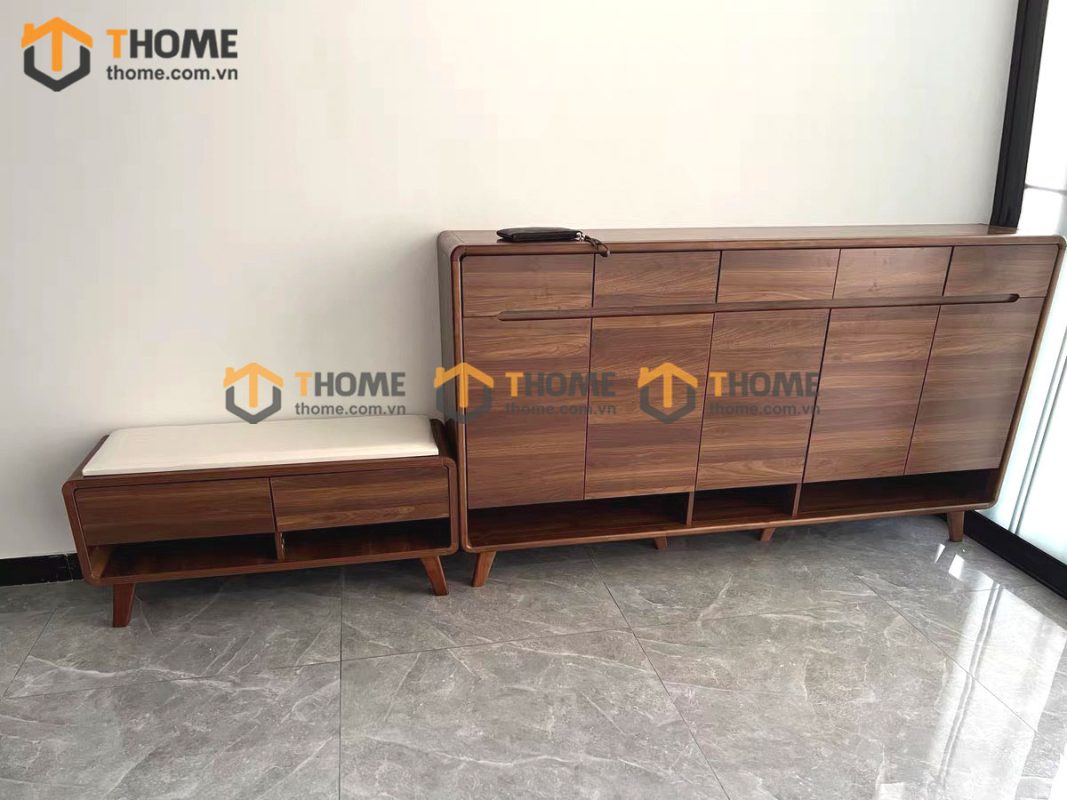 Tủ giày gỗ sồi tự nhiên 4 cánh âm Lux TG-07SN