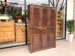 Tủ giày gỗ sồi tự nhiên 6 cánh 3 hộc kéo Harris TG-02SN