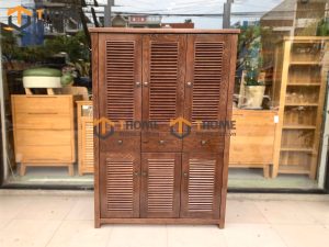Tủ giày gỗ sồi tự nhiên 6 cánh 3 hộc kéo Harris TG-02SN