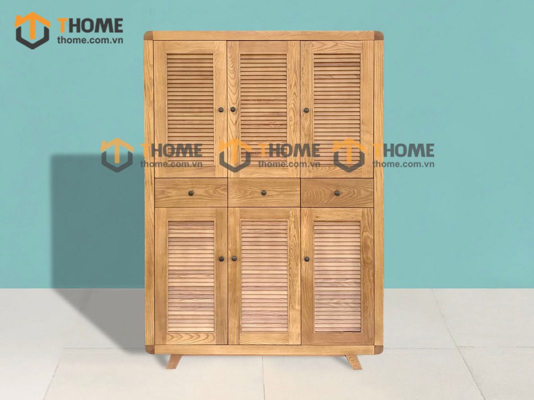 Tủ giày gỗ sồi tự nhiên 6 cánh Nova TG-03SN