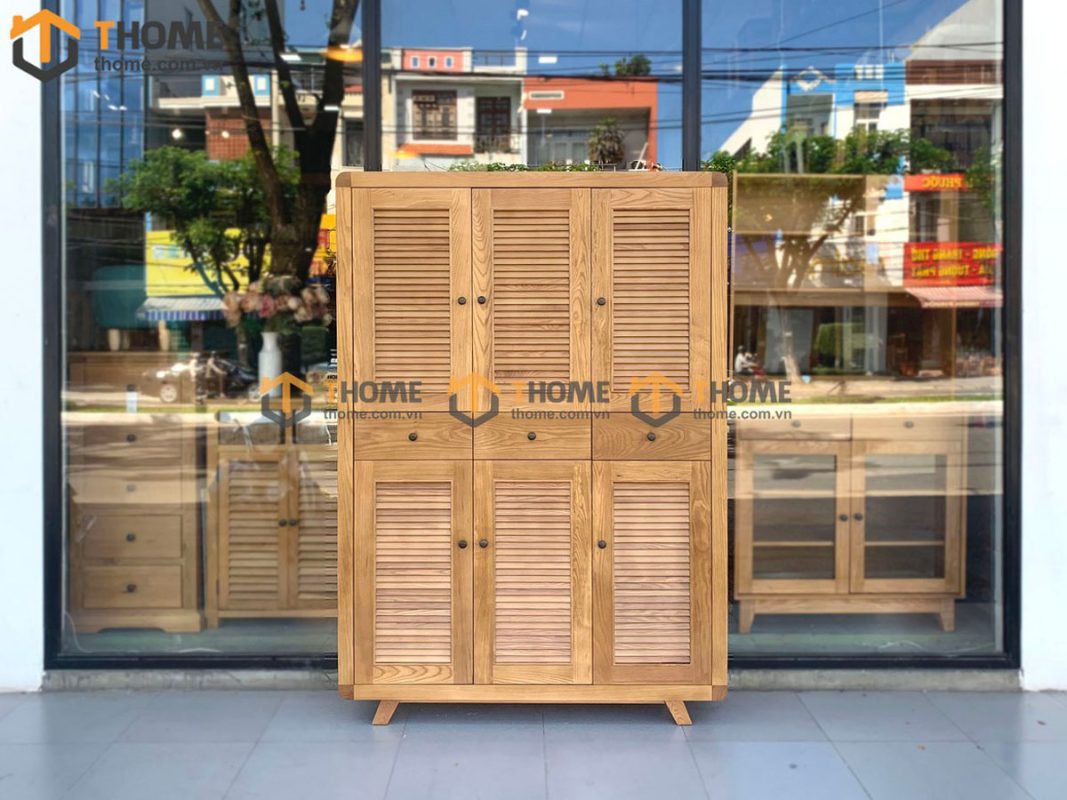 Tủ giày gỗ sồi tự nhiên 6 cánh Nova TG-03SN