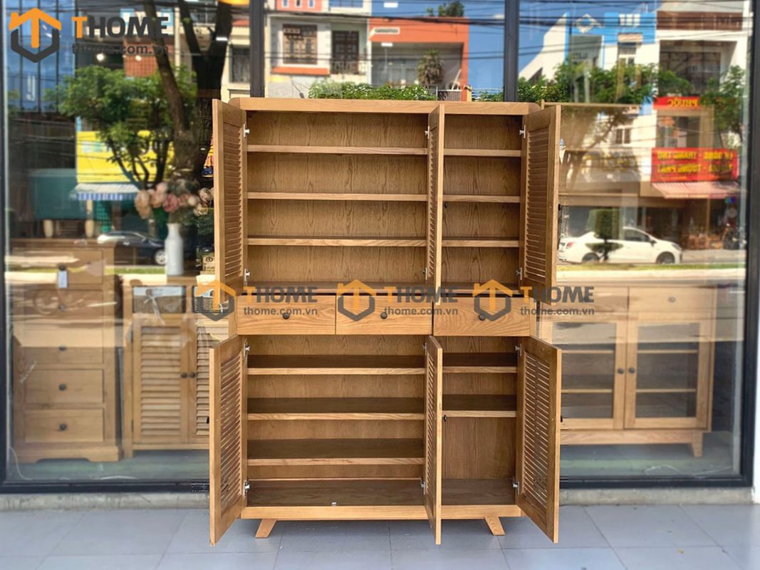 Tủ giày gỗ sồi tự nhiên 6 cánh Nova TG-03SN
