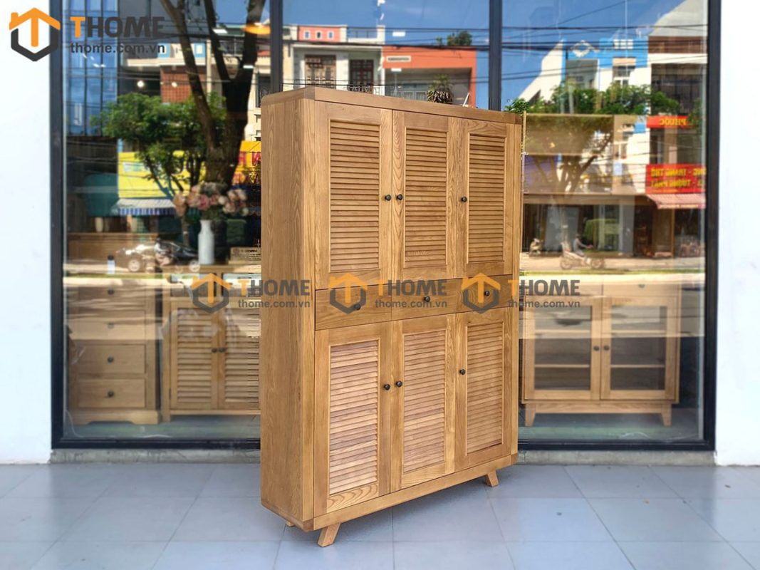 Tủ giày gỗ sồi tự nhiên 6 cánh Nova TG-03SN