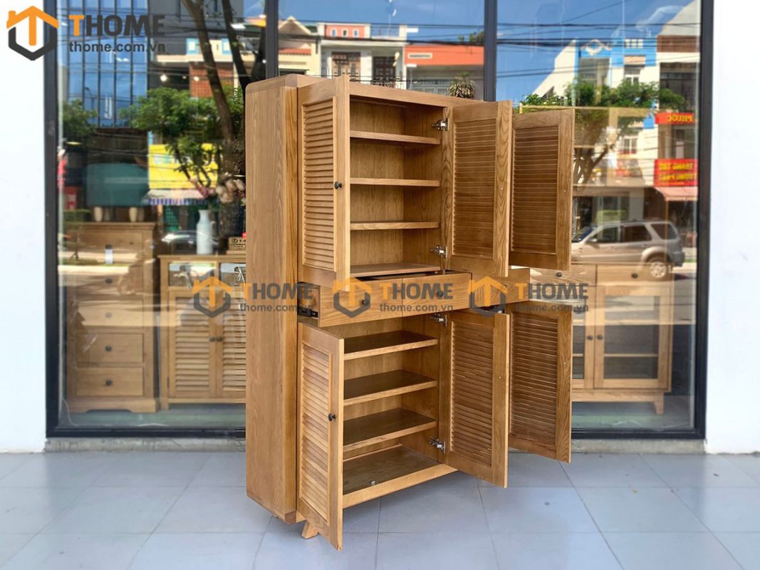 Tủ giày gỗ sồi tự nhiên 6 cánh Nova TG-03SN