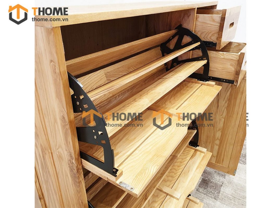 Tủ giày gỗ sồi tự nhiên thông minh 3 cánh lật Zen TG-25SM