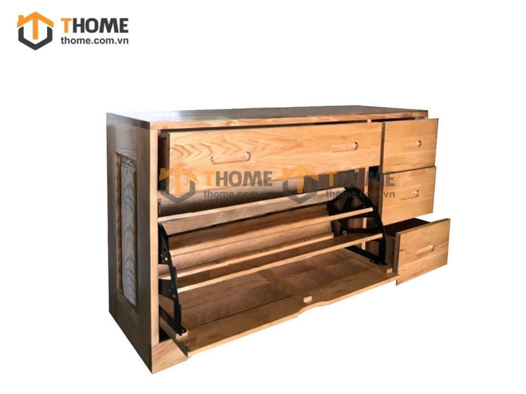 Tủ giày gỗ sồi tự nhiên thông minh 1 cánh lật Zen TG-26SM