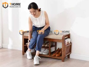 Tủ giày gỗ tre kết hợp ghế ngồi TG-01TRE
