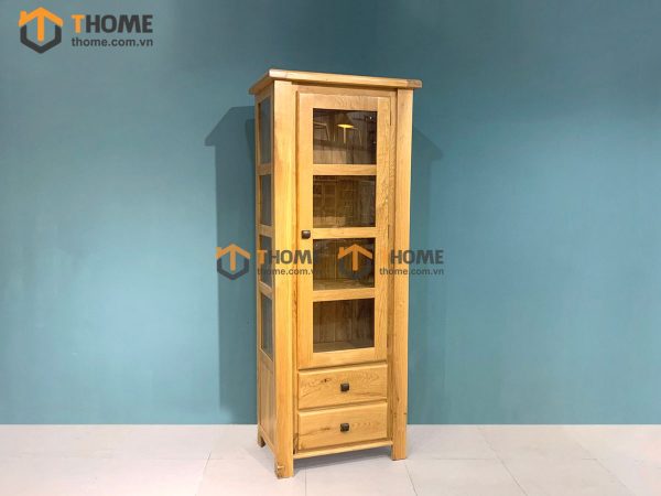 Tủ kính gỗ sồi tự nhiên 1 cánh Woodstock TK-07SM