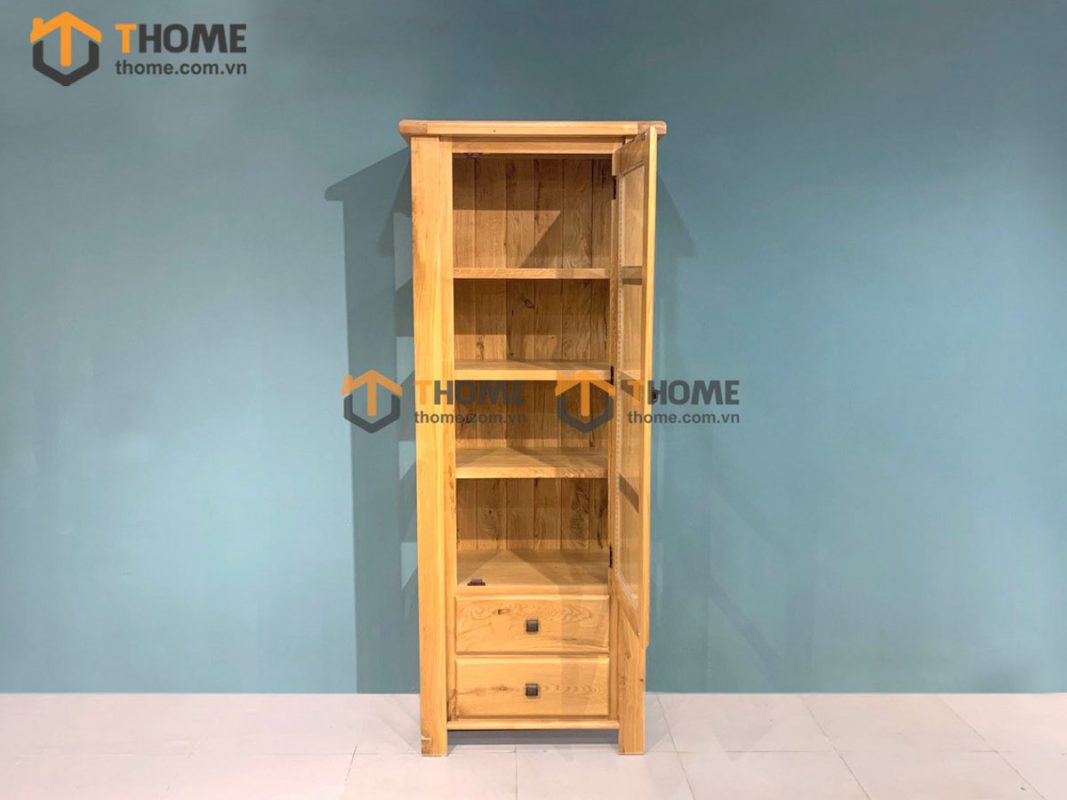 Tủ kính gỗ sồi tự nhiên 1 cánh Woodstock TK-07SM