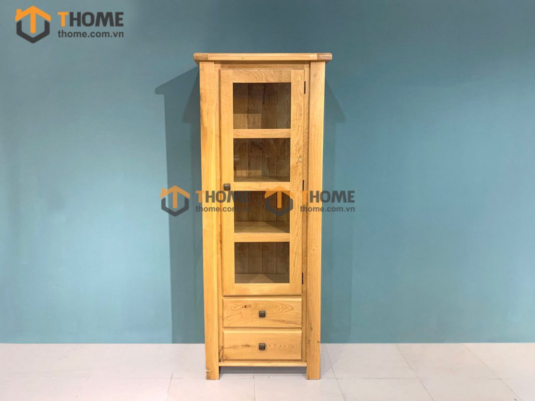 Tủ kính gỗ sồi tự nhiên 1 cánh Woodstock TK-07SM