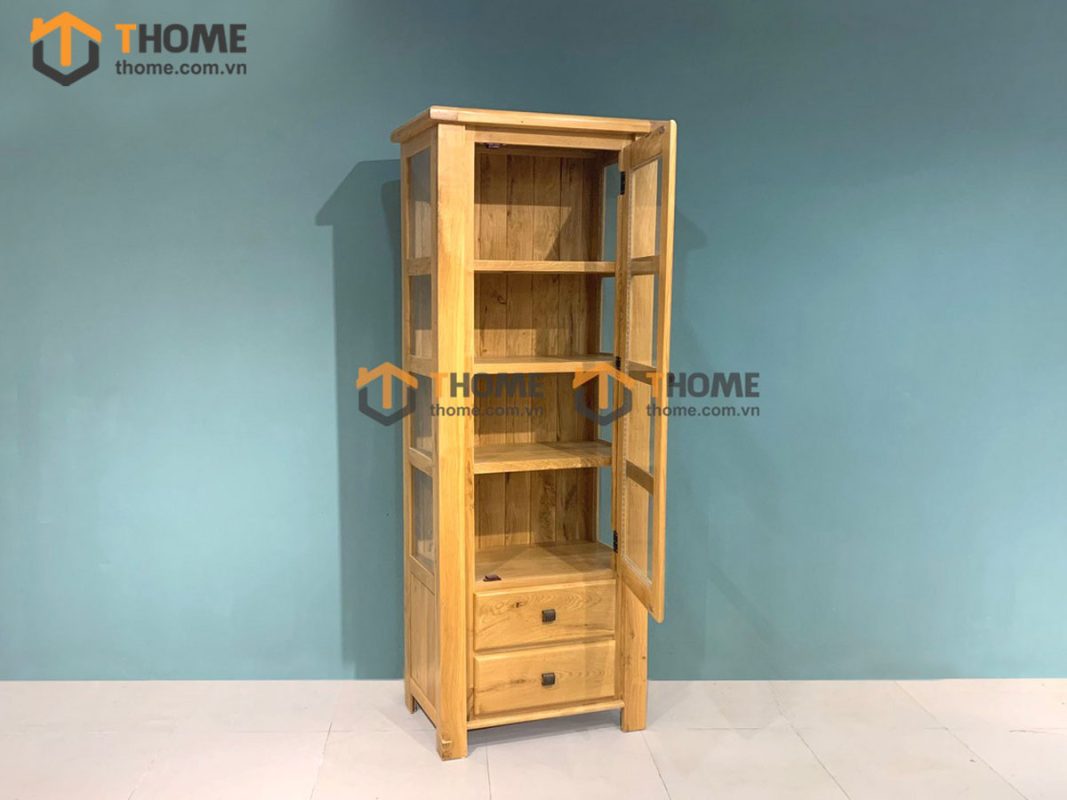 Tủ kính gỗ sồi tự nhiên 1 cánh Woodstock TK-07SM