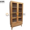 Tủ kính gỗ sồi tự nhiên 2 cánh 1 hộc kéo nhỏ Como TK-19SM