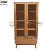 Tủ kính gỗ sồi tự nhiên 2 cánh 1 hộc kéo nhỏ Como TK-19SM