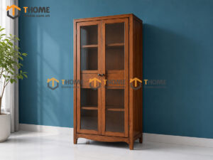 Tủ Kính Gỗ Sồi Tự Nhiên 2 Cánh 1 Hộc Kéo Mango Tk-04SN