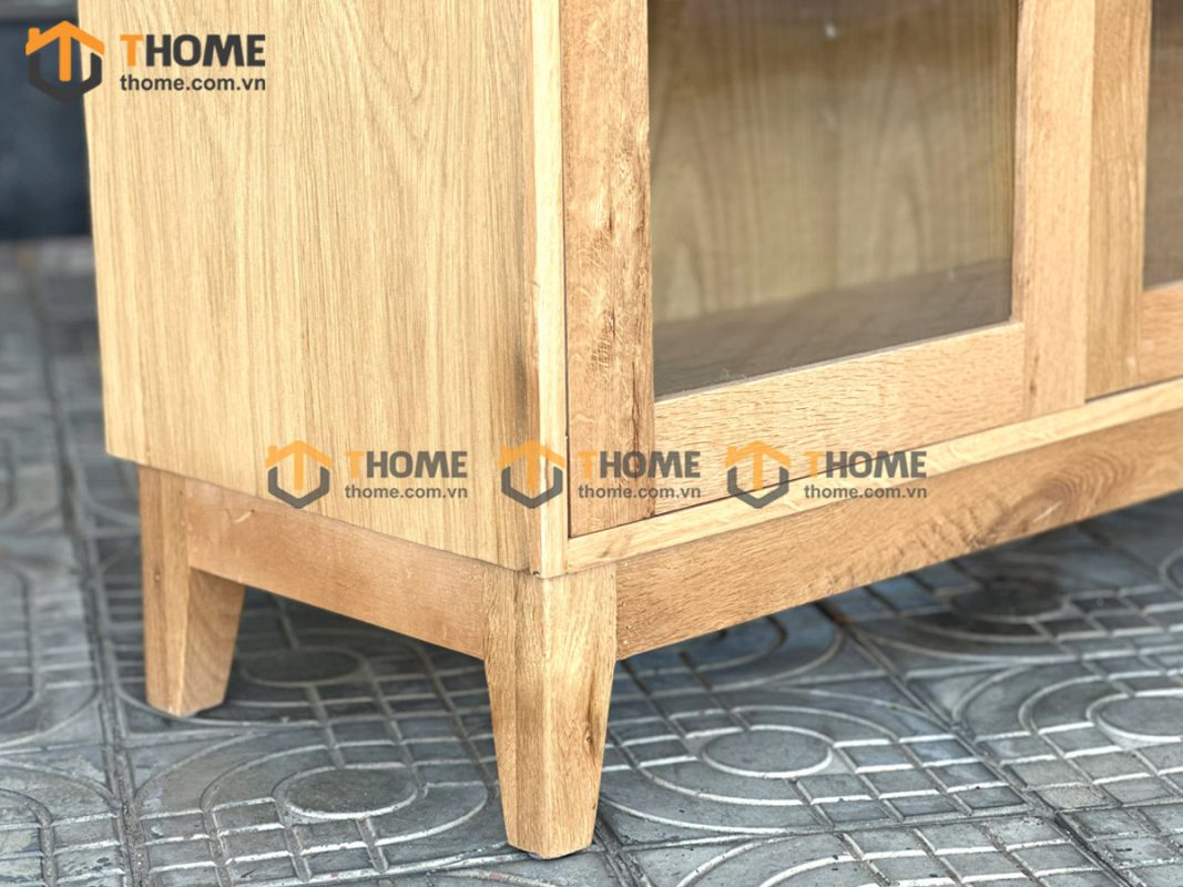 Tủ kính gỗ sồi tự nhiên 2 cánh Capri màu tự nhiên TK-01SN